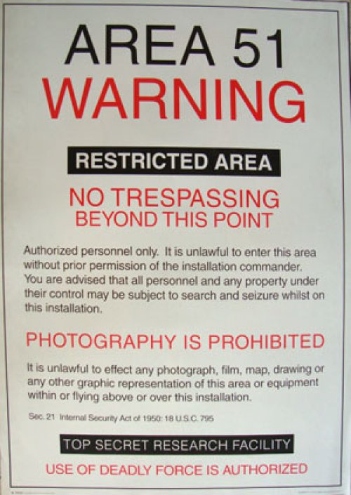 AREA 51 WARNING